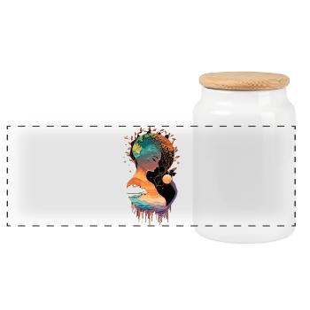 Harmonie naturelle Oeuvre - Boîte à biscuits avec couvercle en bois - blanc - Devant