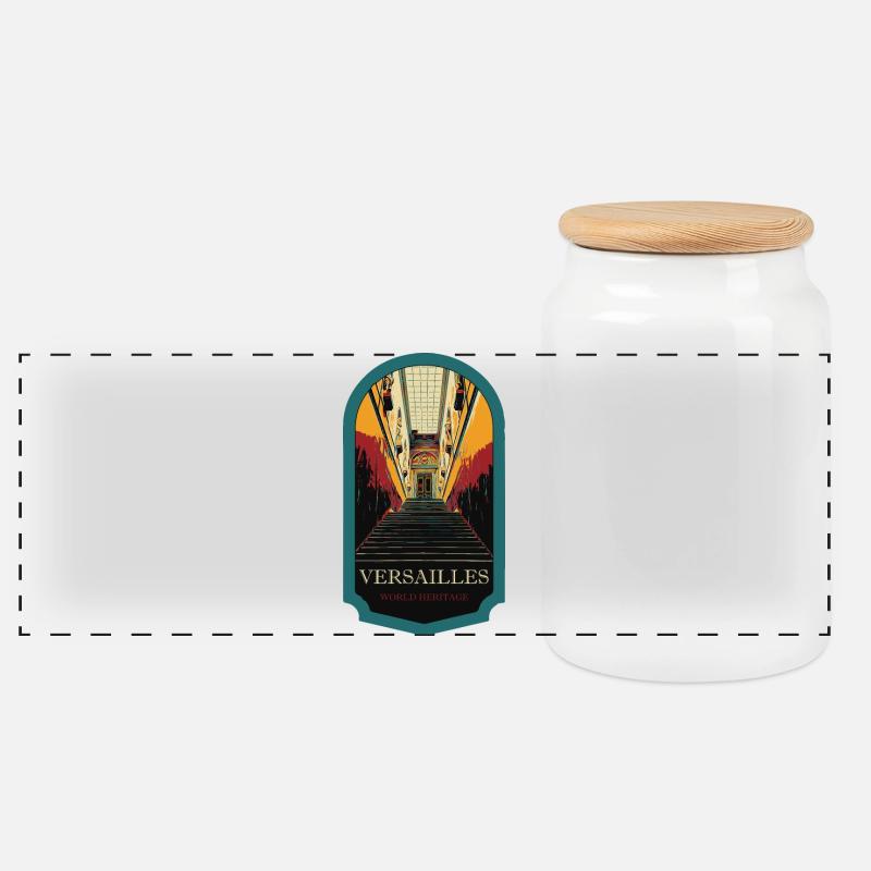 Königliche Treppe, Illustration von Versailles - Panorama Keksdose mit Holzdeckel - Weiß