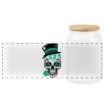 Crâne de sucre Saint-Patrick - Boîte à biscuits avec couvercle en bois - blanc - Devant