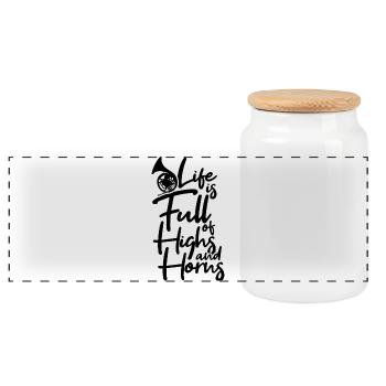 Blague de cor français - Boîte à biscuits avec couvercle en bois - blanc - Devant
