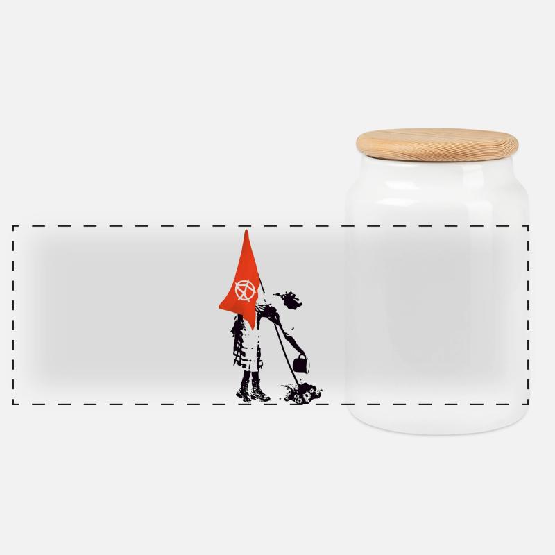Fahne Flagge Anarchie - Punk Rebellion - Panorama Keksdose mit Holzdeckel - Weiß