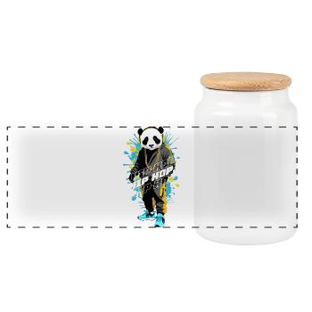 Hip Hop Panda - Boîte à biscuits avec couvercle en bois - blanc - Devant