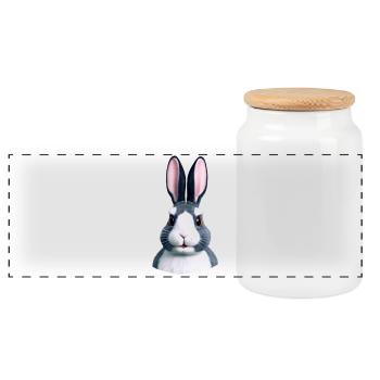 Hase - Nicht nur an Ostern - Panorama Keksdose mit Holzdeckel - Weiß - Vorne