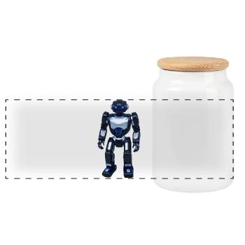 Robot - Panoramic Cookie Jar with Wooden Lid - white - Front