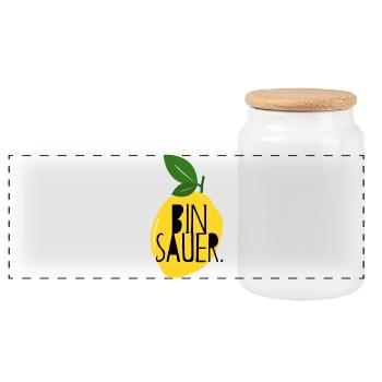 I'm Angry - Lemon - Bad Mood - Statement - Panoramic Cookie Jar with Wooden Lid - white - Front