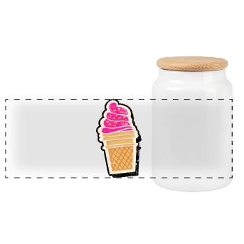Vintage Eiscreme Gelato - Panorama Keksdose mit Holzdeckel - Weiß - Vorne