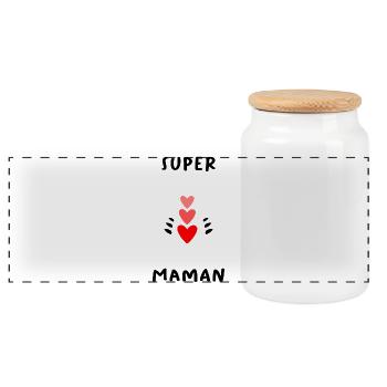 HAPPY MOTHER'S DAY. MOM. MOTHER'S DAY - Panoramic Cookie Jar with Wooden Lid - white - Front
