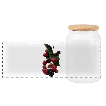 Motif de buissons de baies : mûres - Boîte à biscuits avec couvercle en bois - blanc - Devant