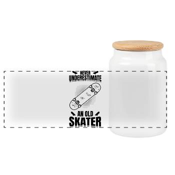 Skater Opa - Panorama Keksdose mit Holzdeckel - Weiß - Vorne