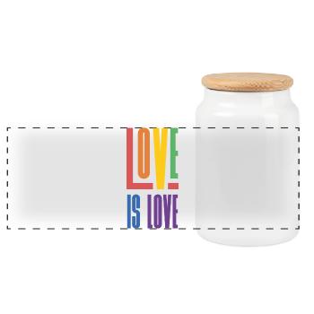 LGBTQ Pride Month - Love is Love - Panoramic Cookie Jar with Wooden Lid - white - Front