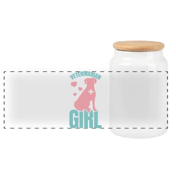 Vet - Panoramic Cookie Jar with Wooden Lid - white - Front