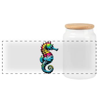 Hippocampe - Boîte à biscuits avec couvercle en bois - blanc - Devant