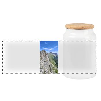 Chaîne du Balcon Est du Vercors - Panoramic Cookie Jar with Wooden Lid - white - Front