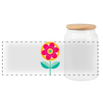Süße bunte Blume - Panorama Keksdose mit Holzdeckel - Weiß - Vorne