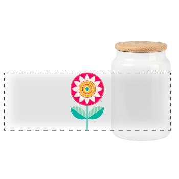 Süße bunte Blume - Panorama Keksdose mit Holzdeckel - Weiß - Vorne