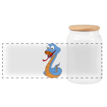 Conception de dessin animé de serpent ludique - Boîte à biscuits avec couvercle en bois - blanc - Devant