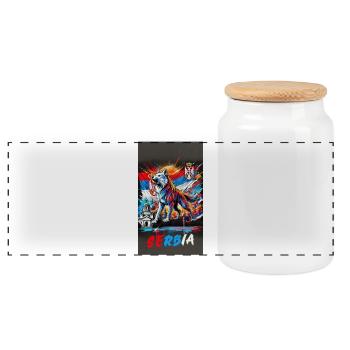 Conception du drapeau national du loup de Serbie - Boîte à biscuits avec couvercle en bois - blanc - Devant