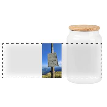 Passen Sie auf, dass Sie nicht über die Seile laufen! - Panorama Keksdose mit Holzdeckel - Weiß - Vorne