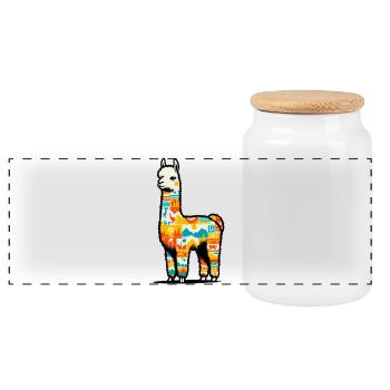 Alpaga - Boîte à biscuits avec couvercle en bois - blanc - Devant