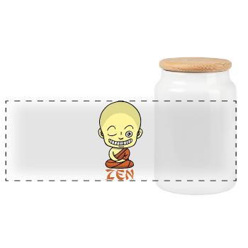 Yoga manga - Panoramic Cookie Jar with Wooden Lid - white - Front