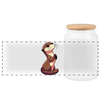 Otter - Panorama Keksdose mit Holzdeckel - Weiß - Vorne