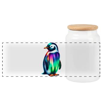 Pinguin - Panorama Keksdose mit Holzdeckel - Weiß - Vorne