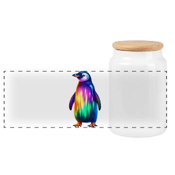 Pingouin - Boîte à biscuits avec couvercle en bois - blanc - Devant