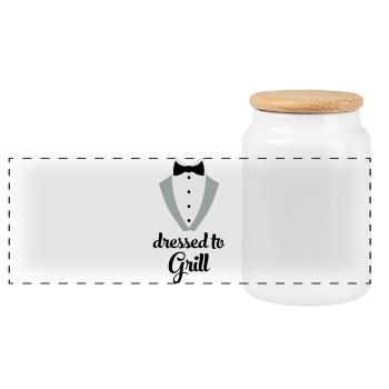 Funny cooking apron for men - Panoramic Cookie Jar with Wooden Lid - white - Front