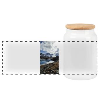 Snow-capped mountains - Panoramic Cookie Jar with Wooden Lid - white - Front