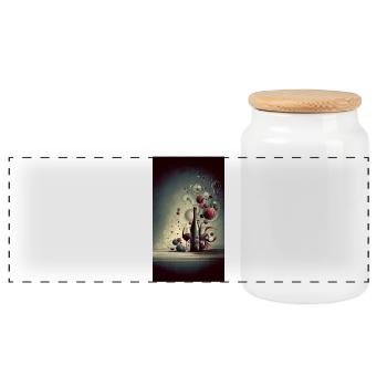 Vin 1 2 - Boîte à biscuits avec couvercle en bois - blanc - Devant