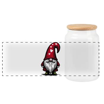 Gnome James - Panoramic Cookie Jar with Wooden Lid - white - Front