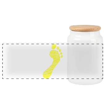 Footprint: Foot neon yellow: barefoot natural runners - Panoramic Cookie Jar with Wooden Lid - white - Front