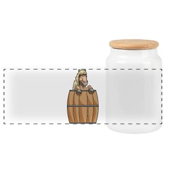 Horse Barrel - Panoramic Cookie Jar with Wooden Lid - white - Front