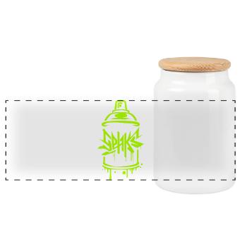 Sehks Green Bottle - Panoramic Cookie Jar with Wooden Lid - white - Front