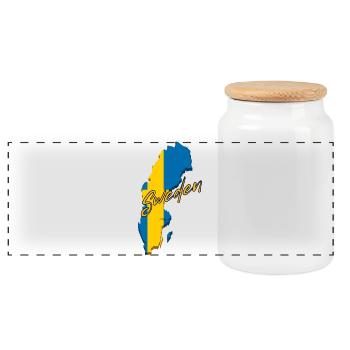 Drapeau de la Suède, fierté suédoise - Boîte à biscuits avec couvercle en bois - blanc - Devant