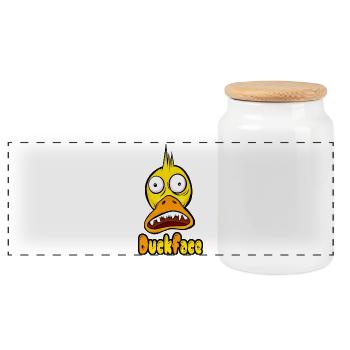 Tête de canard - Boîte à biscuits avec couvercle en bois - blanc - Devant