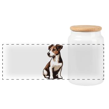 Jack Russell Terrier - Panorama Keksdose mit Holzdeckel - Weiß - Vorne