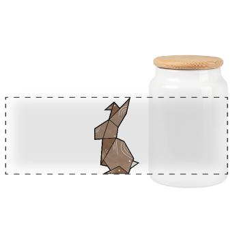 Origami Bunny Plain - Panoramic Cookie Jar with Wooden Lid - white - Front
