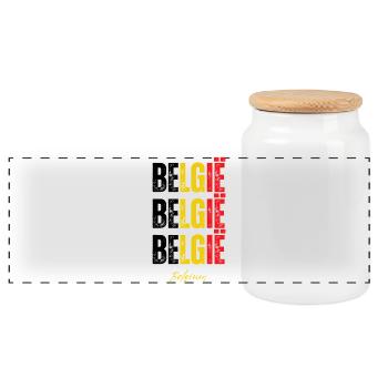 Fierté belge, drapeau de la Belgique - Boîte à biscuits avec couvercle en bois - blanc - Devant