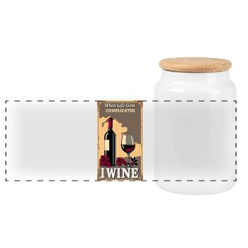Citation amusante sur le vin - Quand la vie se complique, je W - Boîte à biscuits avec couvercle en bois - blanc - Devant