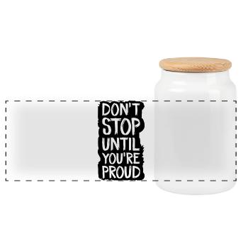 ne vous arrêtez pas tant que vous n’êtes pas fier - Boîte à biscuits avec couvercle en bois - blanc - Devant