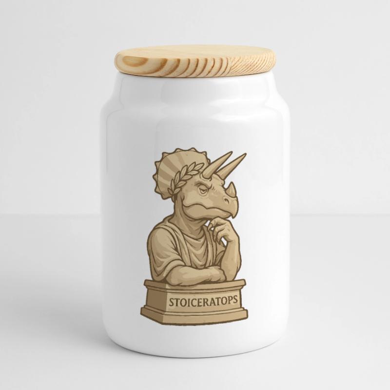 Stoiceratops Boîte à biscuits avec couvercle en bois