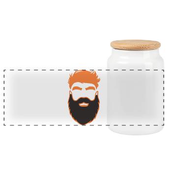 Nerd barbe hommes avec barbe - Boîte à biscuits avec couvercle en bois - blanc - Devant