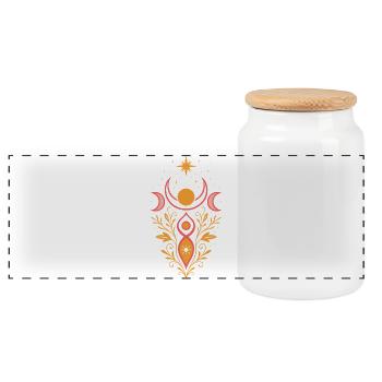 Midsummer Goddess, Sun Goddess - Pagan & Wicca - Panoramic Cookie Jar with Wooden Lid - white - Front