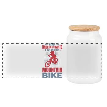 Ne sous-estimez jamais les amateurs de VTT - Boîte à biscuits avec couvercle en bois - blanc - Devant