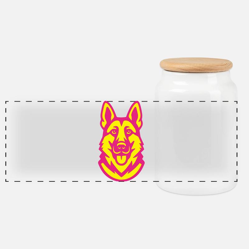 Schäferhund Pop-Art - Panorama Keksdose mit Holzdeckel - Weiß