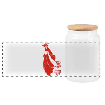 Fantôme japonais rouge - Boîte à biscuits avec couvercle en bois - blanc - Devant