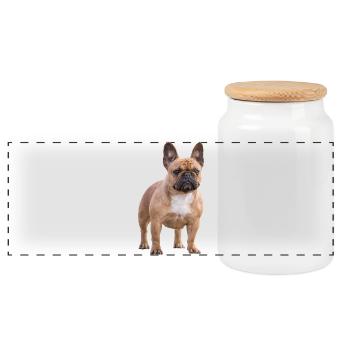 Bouledogue français - Boîte à biscuits avec couvercle en bois - blanc - Devant