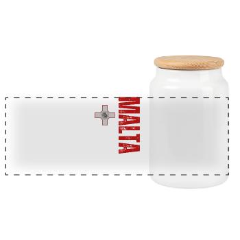 Fabriqué à Malte, conception verticale - Boîte à biscuits avec couvercle en bois - blanc - Devant
