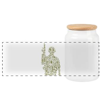 Silhouette de soldat en équipement militaire - Boîte à biscuits avec couvercle en bois - blanc - Devant
